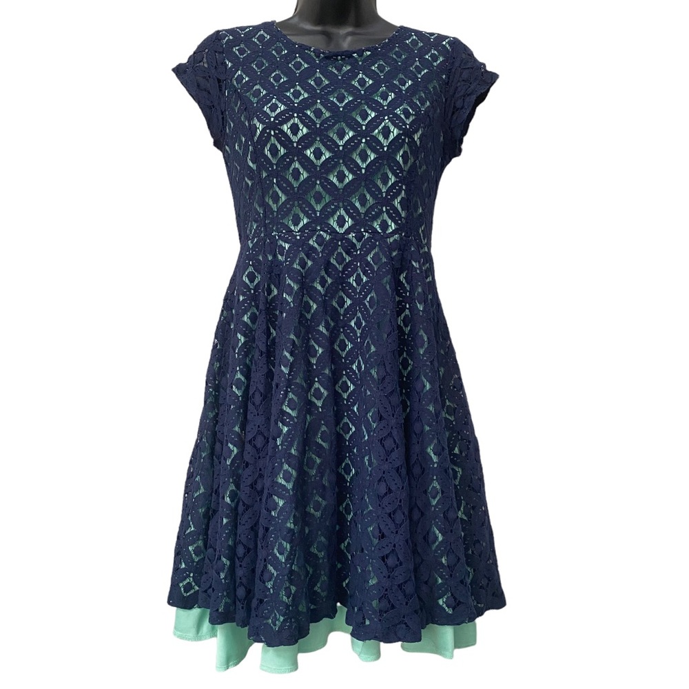 Maurice's Blue Lace A-line Dress size 5 6 Small